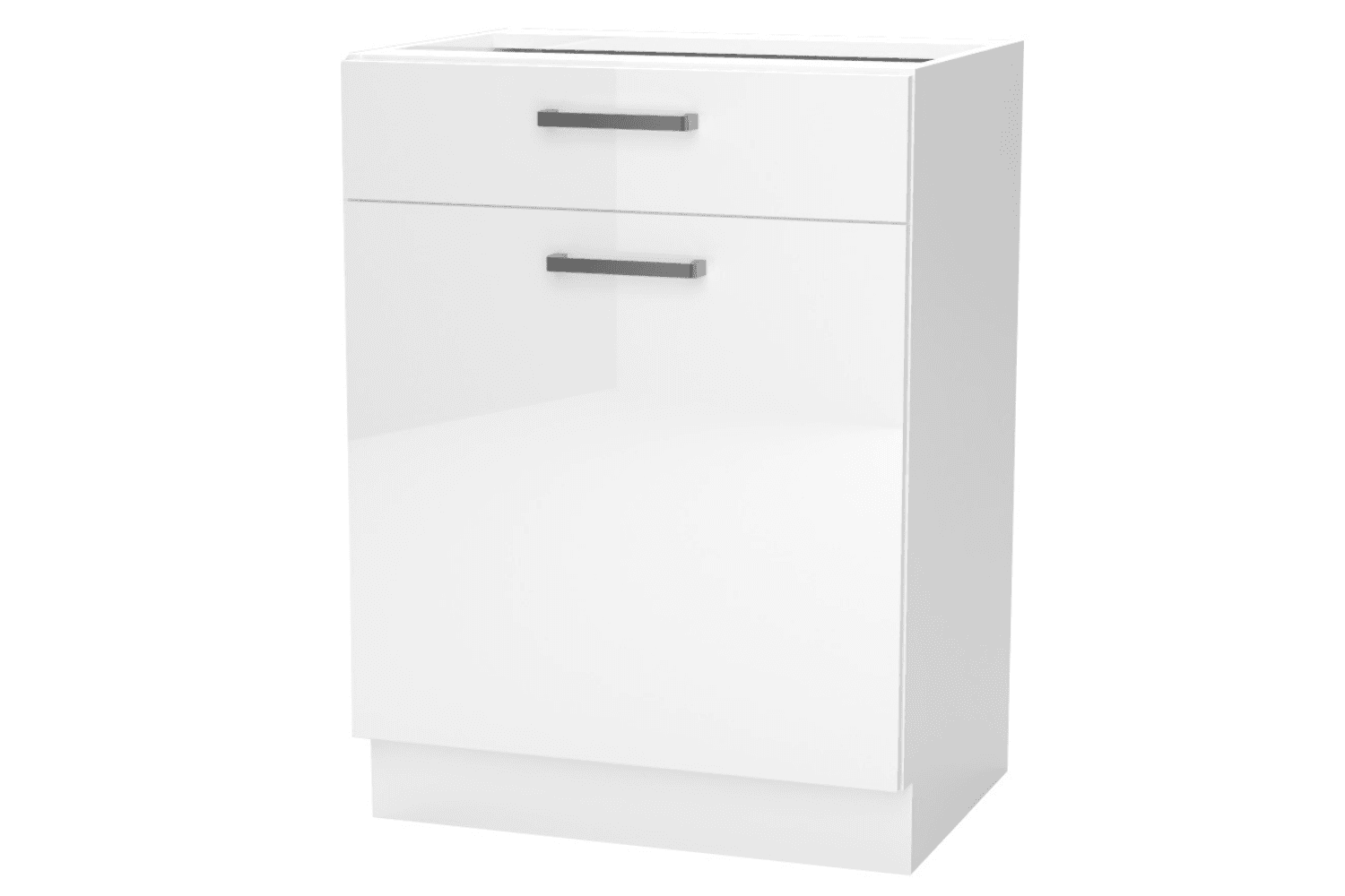 Meuble Bas de Cuisine avec 1 Porte et 1 Tiroir Blanc Brillant Bellisa