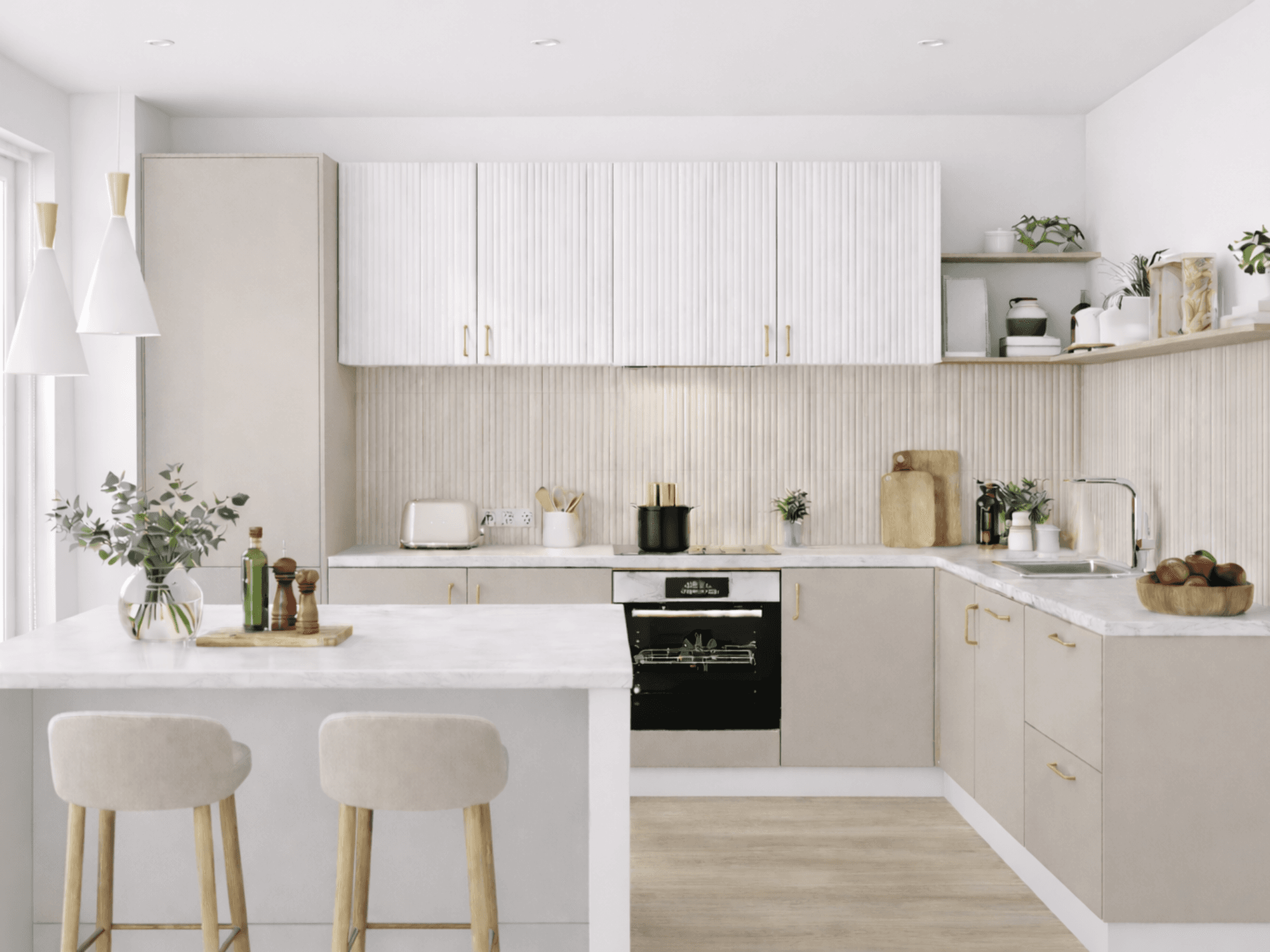 CUISINE LIEVE en L + Ilôt - 350 x 230cm