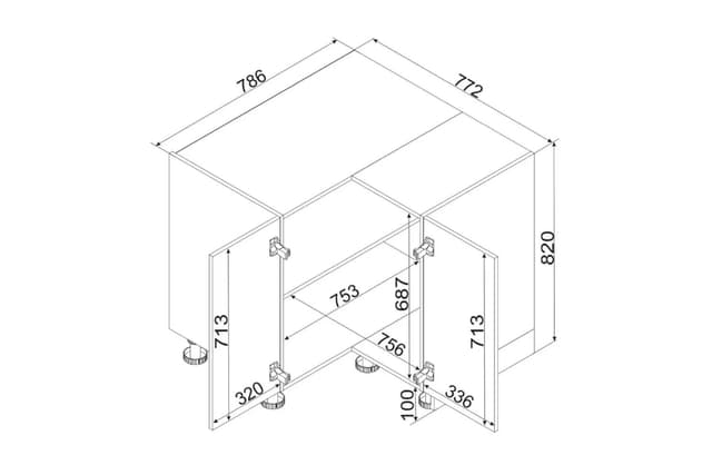 Dimensiosn Meuble Bas d'Angle 2 Portes Blanc Brillant Bellisa | Cuisivance
