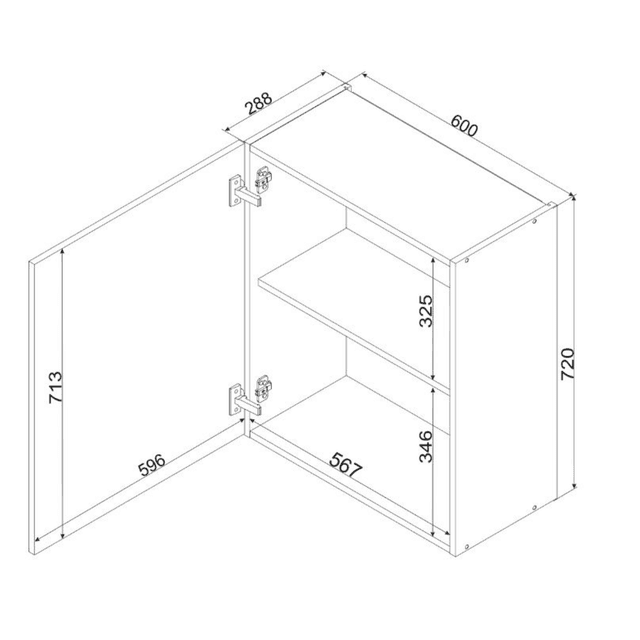 Mesures Meuble Haut de Cuisine Beige Mate Rainuré de la cuisine ALBA | Cuisivance