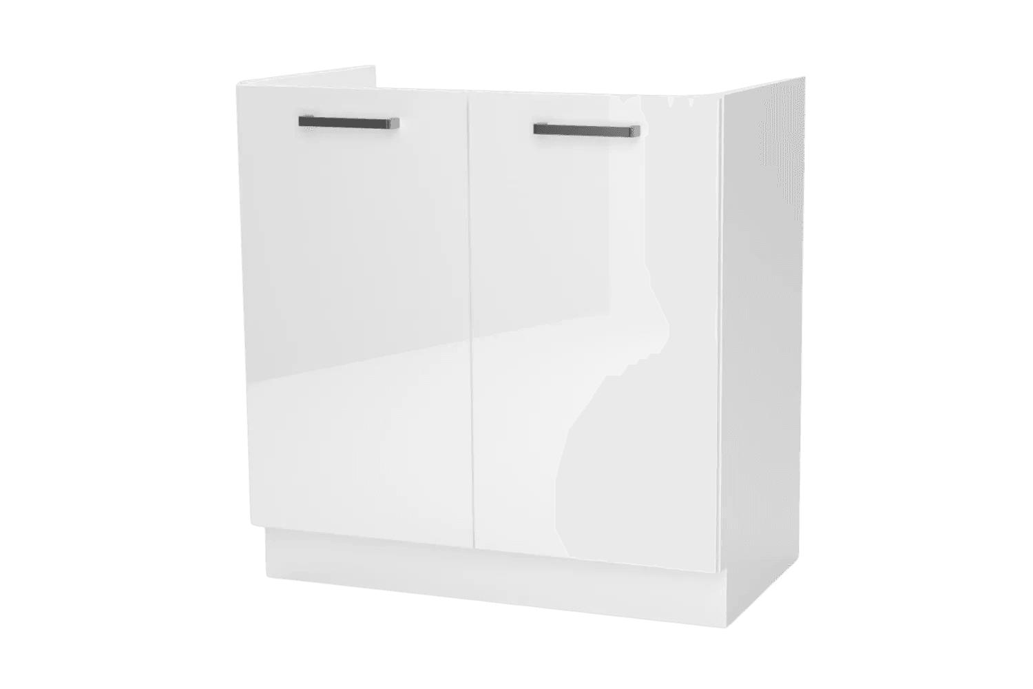 Meuble de Cuisine Blanc Brillant Sous-Évier 80 cm