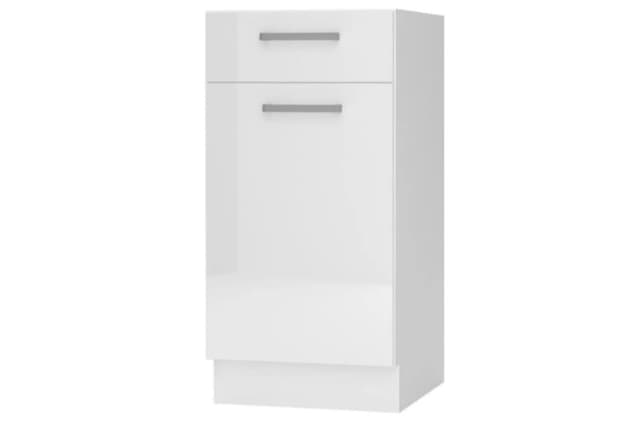 Meuble Bas de Cuisine 40cm avec 1 Porte et 1 Tiroir Blanc Brillant Bellisa | Cuisivance