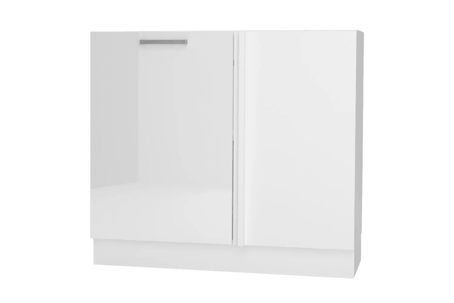 Meuble Bas d'Angle Blanc Brillant 90 cm Bellisa avec Plateau Tournant