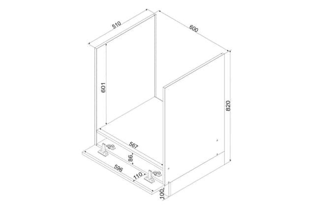 Dimensions Meuble Bas Four Encastrable Blanc Brillant 60 cm Bellisa | Cuisivance