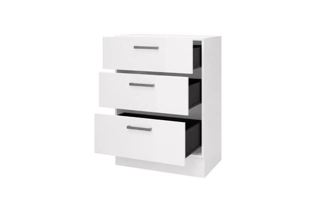 Meuble Bas Ouvert Cuisine 3 Tiroirs Casserolier Blanc Brillant 60 cm | Cuisivance