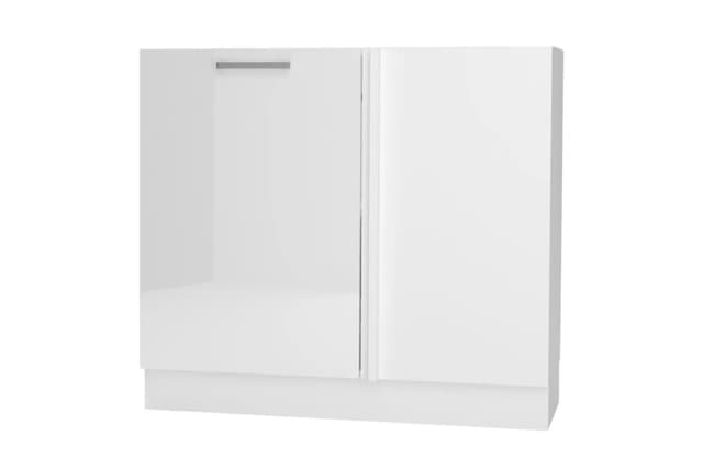 Images du Meuble Bas d'Angle Blanc Brillant 90 cm Bellisa avec Plateau Tournant | Cuisivance
